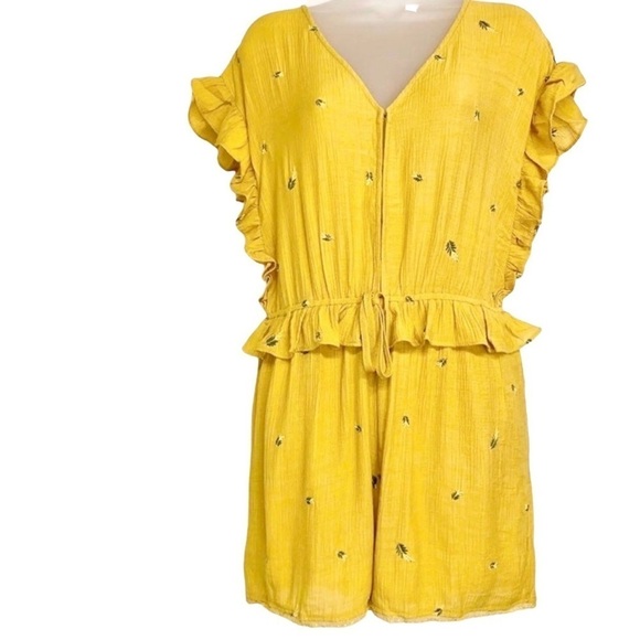 Very J Mustard Colored Summer Romper - Picture 1 of 6